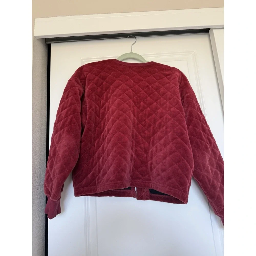 Sonia Rykiel Burgundy Quilted‎ Cropped Cotton Button Jacket Size M Rare